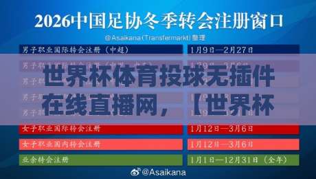 世界杯体育投球无插件在线直播网，【世界杯体育投球无插件在线直播网】2026年你的观赛神器？